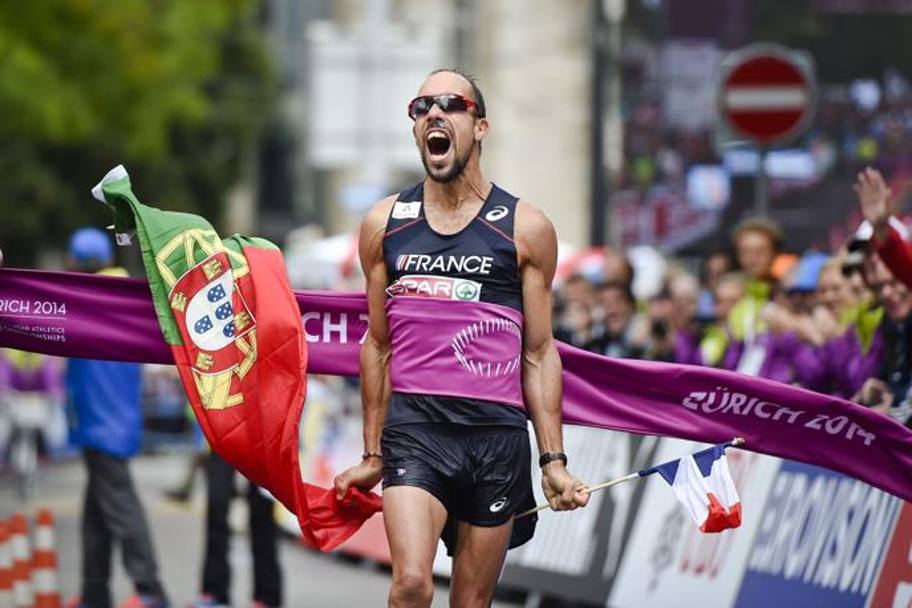 50 km di marcia: il francese Yohan Diniz, vince per la terza volta dopo Goteborg 2006 e Barcellona 2010, nobilitata dal primato del mondo, 3h32&#39;33